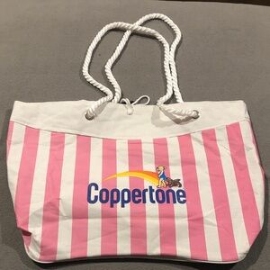 Vintage Coppertone Promotional Pink & White Beach Tote Bag